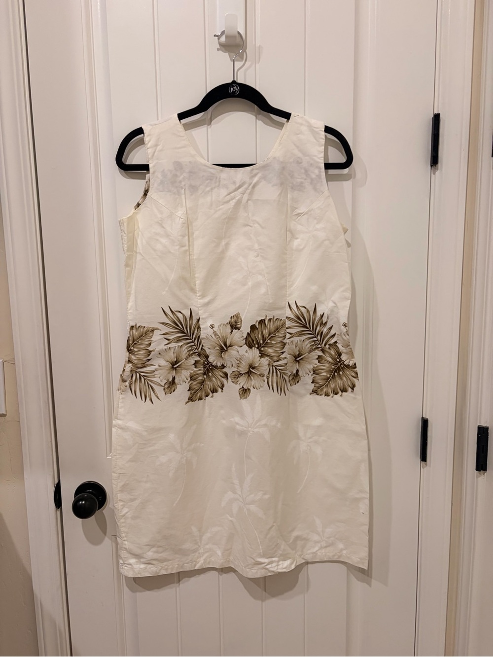 GAP Cream Sleeveless Shift Dress with Brown Tropical Waistband